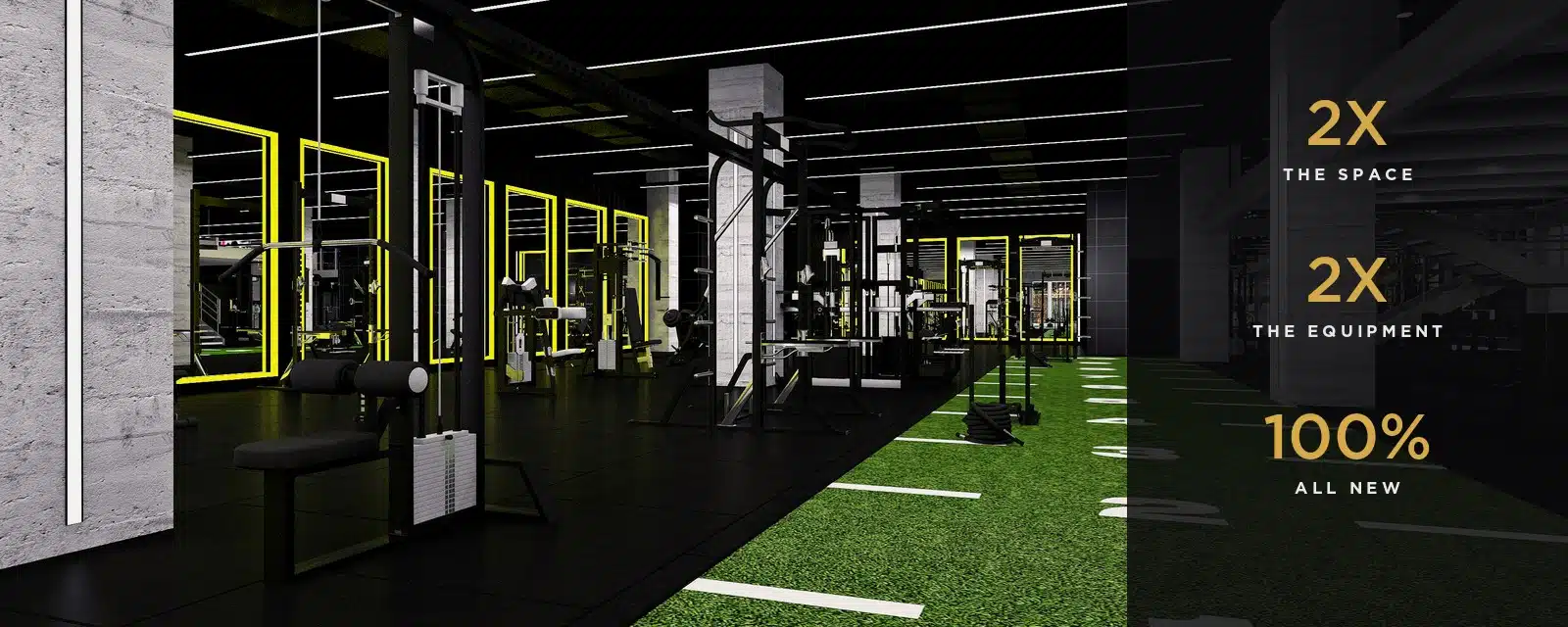 MODE 2.0 gym expansion rendering: twice the space, twice the equipment, all new.